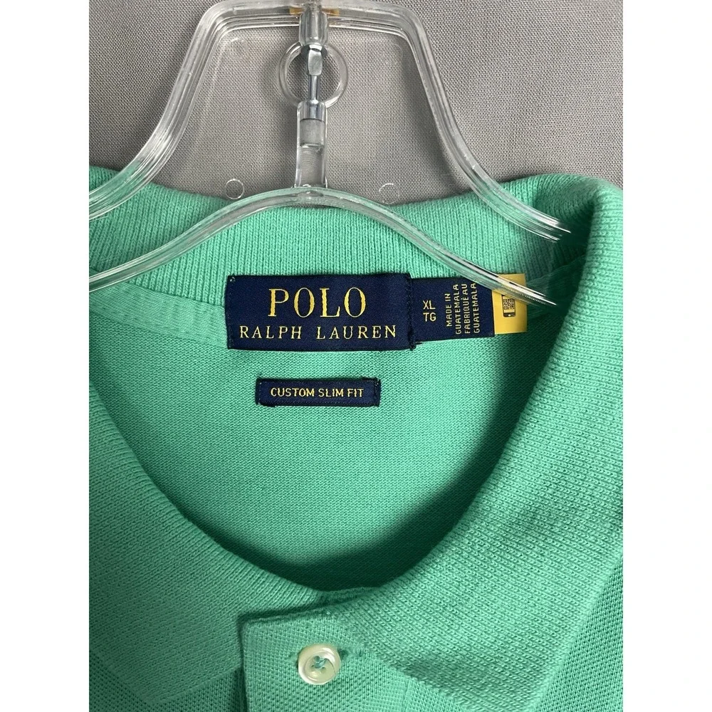 Polo Ralph Lauren Mens XL Custom Slim Fit Polo Shirt Mint Green 100% Cotton NWT